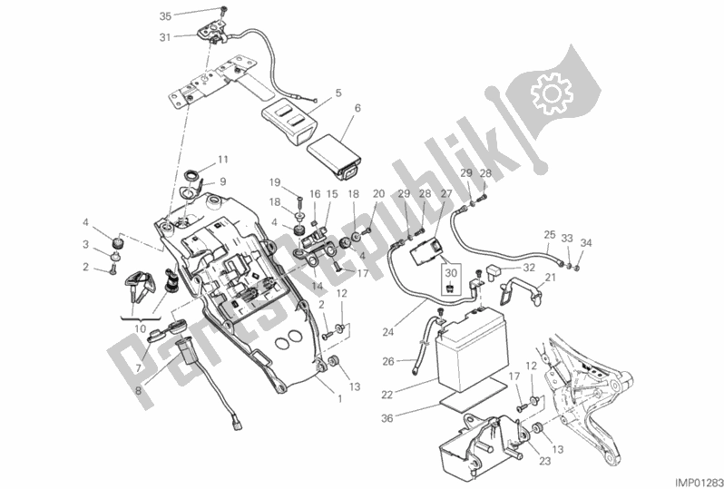 All parts for the Battery Holder of the Ducati Scrambler 1100 Special Thailand 2020